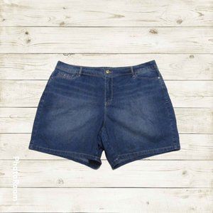 Gloria Vandebilt womens denim shorts size 16 embroidered accents Blue
